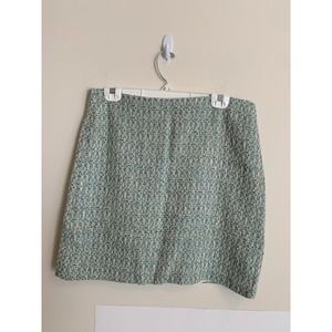 Ann Taylor Womens Size 10 Skirt Lined A Line Tweed Blue Green Cream Back Zip